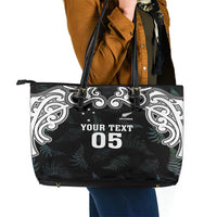 Custom New Zealand Fern Women Rugby Leather Tote Bag Maori Pattern