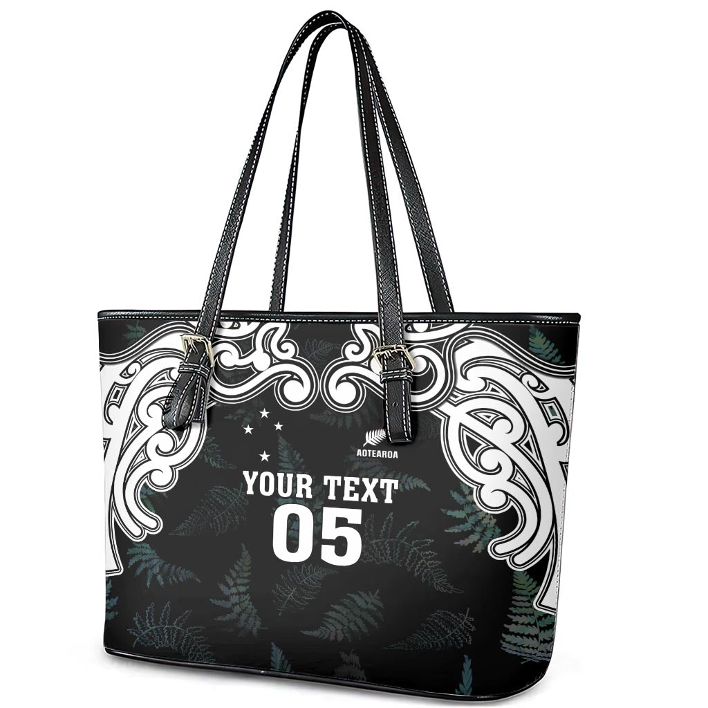 Custom New Zealand Fern Women Rugby Leather Tote Bag Maori Pattern