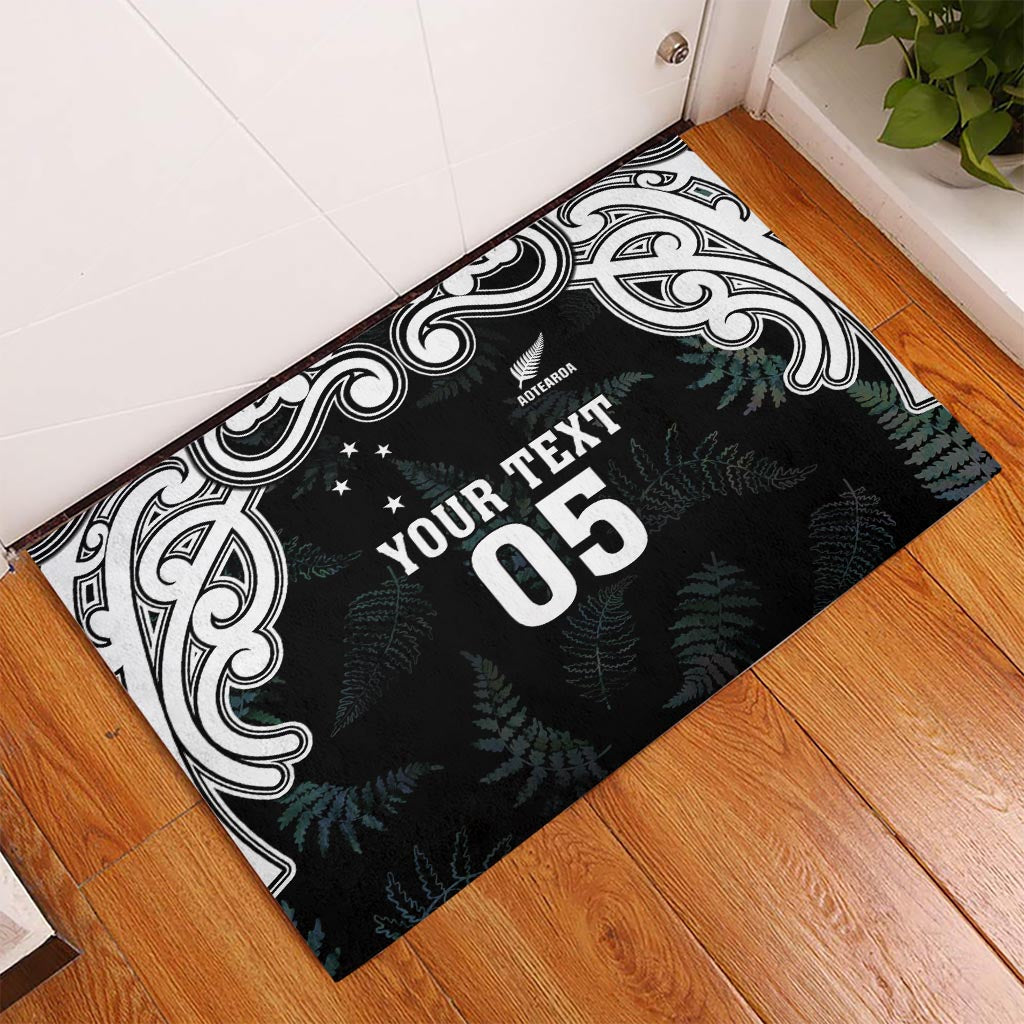 Custom New Zealand Fern Women Rugby Rubber Doormat Maori Pattern