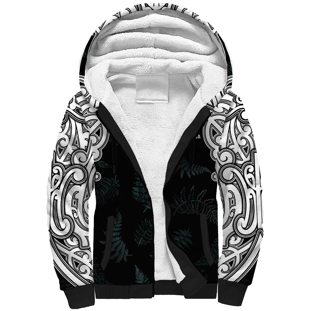 Custom New Zealand Fern Women Rugby Sherpa Hoodie Maori Pattern