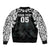 Custom New Zealand Fern Women Rugby Sleeve Zip Bomber Jacket Maori Pattern