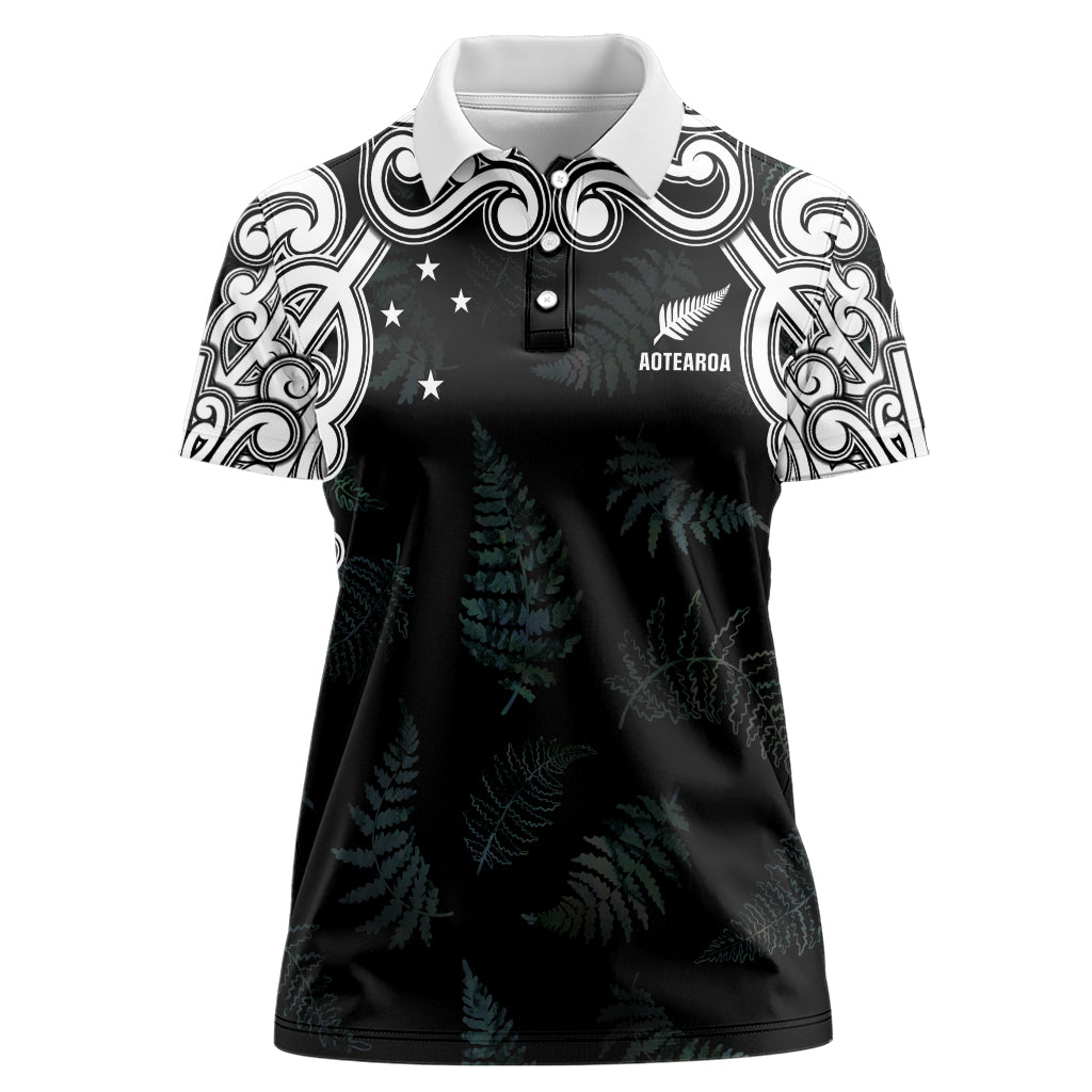 Custom New Zealand Fern Women Rugby Women Polo Shirt Maori Pattern