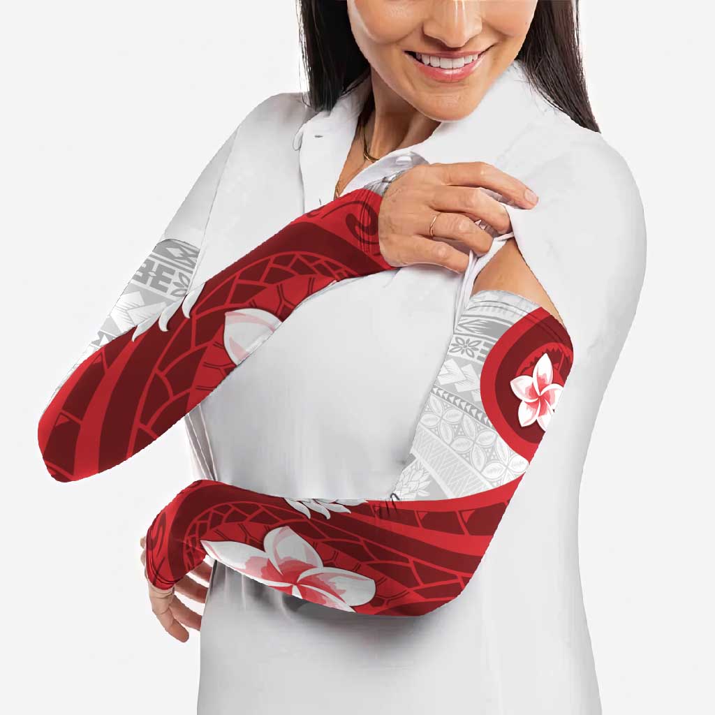 Samoa Teuila Arm Sleeves Samoan Siapo Pattern Red Version - Polynesian Pride