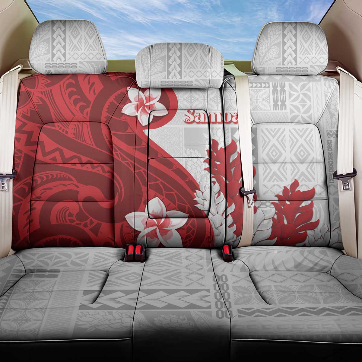 Samoa Teuila 2024 Back Car Seat Cover Samoan Siapo Pattern Red Version