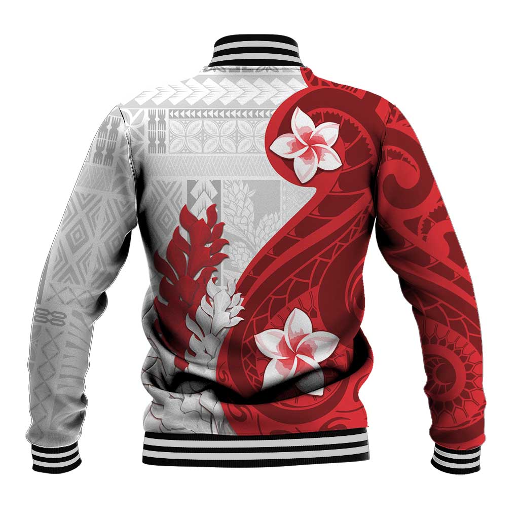 Samoa Teuila 2024 Baseball Jacket Samoan Siapo Pattern Red Version