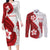 Samoa Teuila 2024 Couples Matching Long Sleeve Bodycon Dress and Long Sleeve Button Shirt Samoan Siapo Pattern Red Version