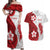 Samoa Teuila 2024 Couples Matching Off Shoulder Maxi Dress and Hawaiian Shirt Samoan Siapo Pattern Red Version