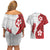 Samoa Teuila 2024 Couples Matching Off Shoulder Short Dress and Hawaiian Shirt Samoan Siapo Pattern Red Version