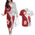 Samoa Teuila 2024 Couples Matching Off The Shoulder Long Sleeve Dress and Hawaiian Shirt Samoan Siapo Pattern Red Version