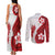 Samoa Teuila 2024 Couples Matching Tank Maxi Dress and Long Sleeve Button Shirt Samoan Siapo Pattern Red Version