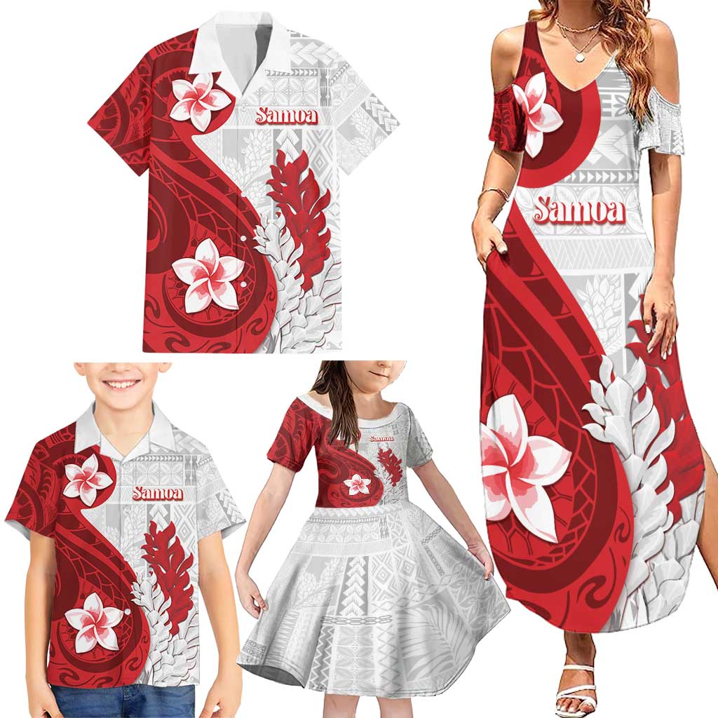 Samoa Teuila 2024 Family Matching Summer Maxi Dress and Hawaiian Shirt Samoan Siapo Pattern Red Version