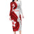 Samoa Teuila 2024 Long Sleeve Bodycon Dress Samoan Siapo Pattern Red Version