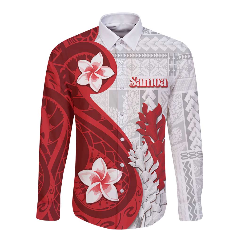 Samoa Teuila 2024 Long Sleeve Button Shirt Samoan Siapo Pattern Red Version