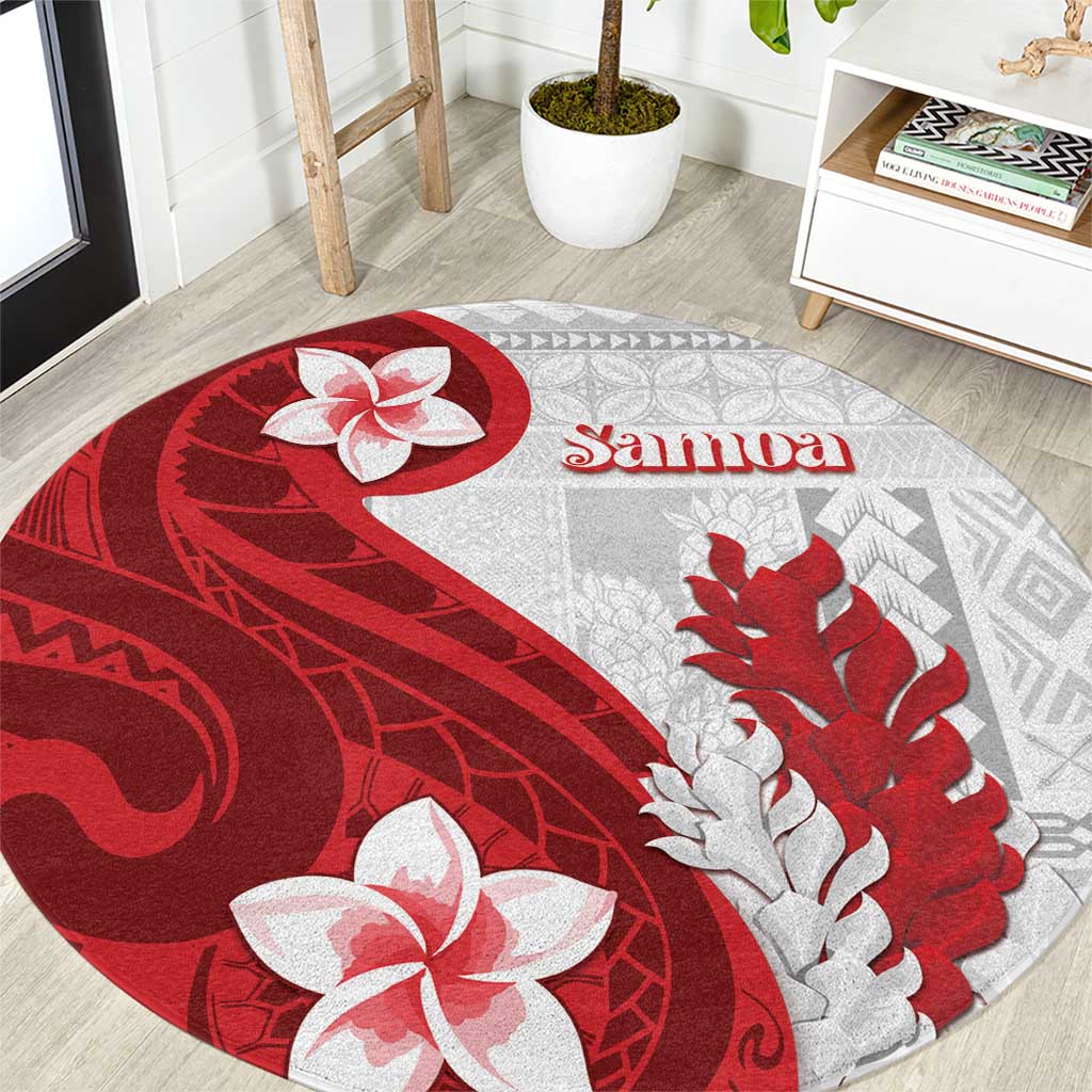 Samoa Teuila 2024 Round Carpet Samoan Siapo Pattern Red Version