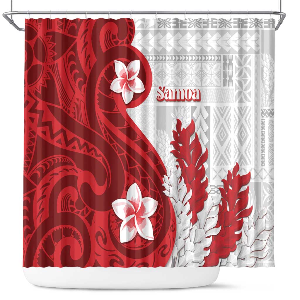 Samoa Teuila 2024 Shower Curtain Samoan Siapo Pattern Red Version