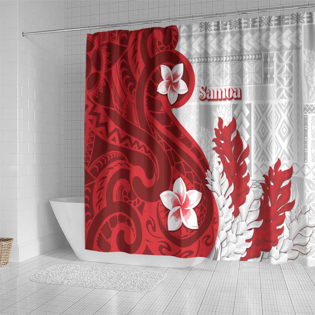 Samoa Teuila 2024 Shower Curtain Samoan Siapo Pattern Red Version