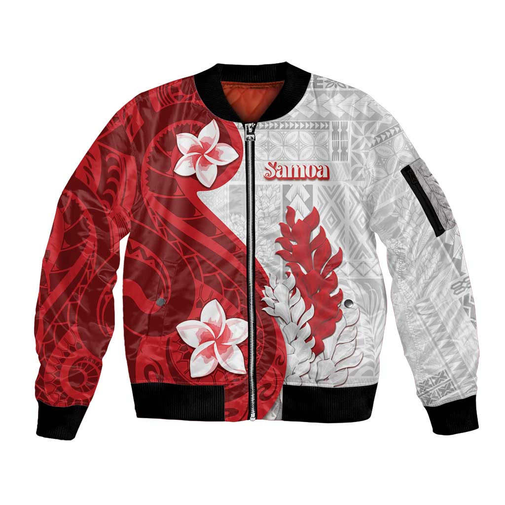 Samoa Teuila 2024 Sleeve Zip Bomber Jacket Samoan Siapo Pattern Red Version