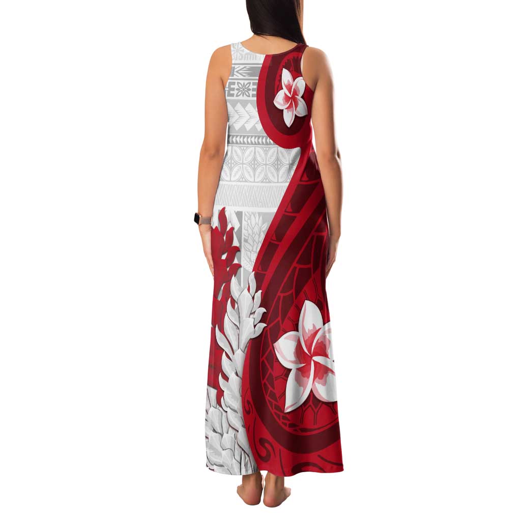 Samoa Teuila 2024 Tank Maxi Dress Samoan Siapo Pattern Red Version