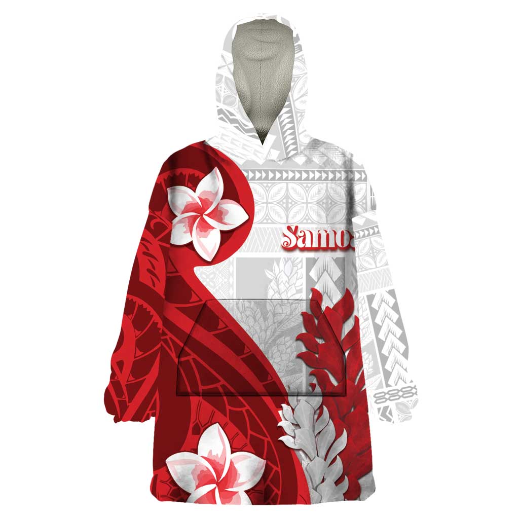 Samoa Teuila 2024 Wearable Blanket Hoodie Samoan Siapo Pattern Red Version