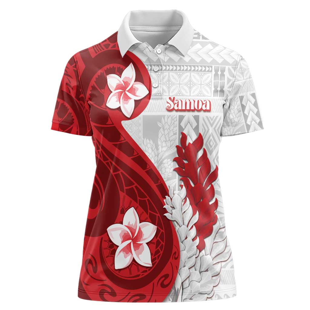 Samoa Teuila 2024 Women Polo Shirt Samoan Siapo Pattern Red Version