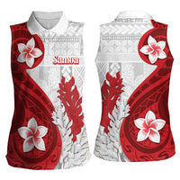 Samoa Teuila 2024 Women Sleeveless Polo Shirt Samoan Siapo Pattern Red Version