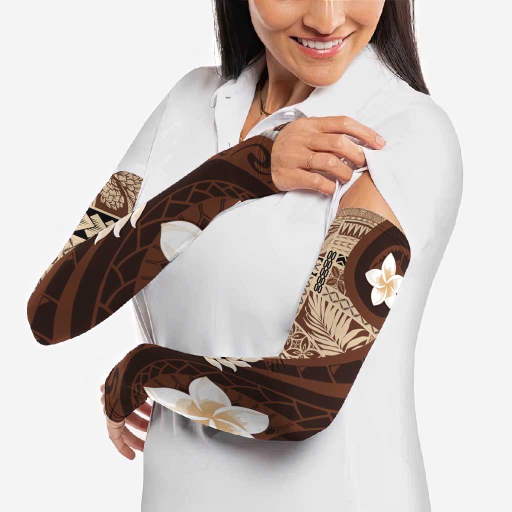 Samoa Teuila Arm Sleeves Samoan Siapo Pattern Brown Version - Polynesian Pride