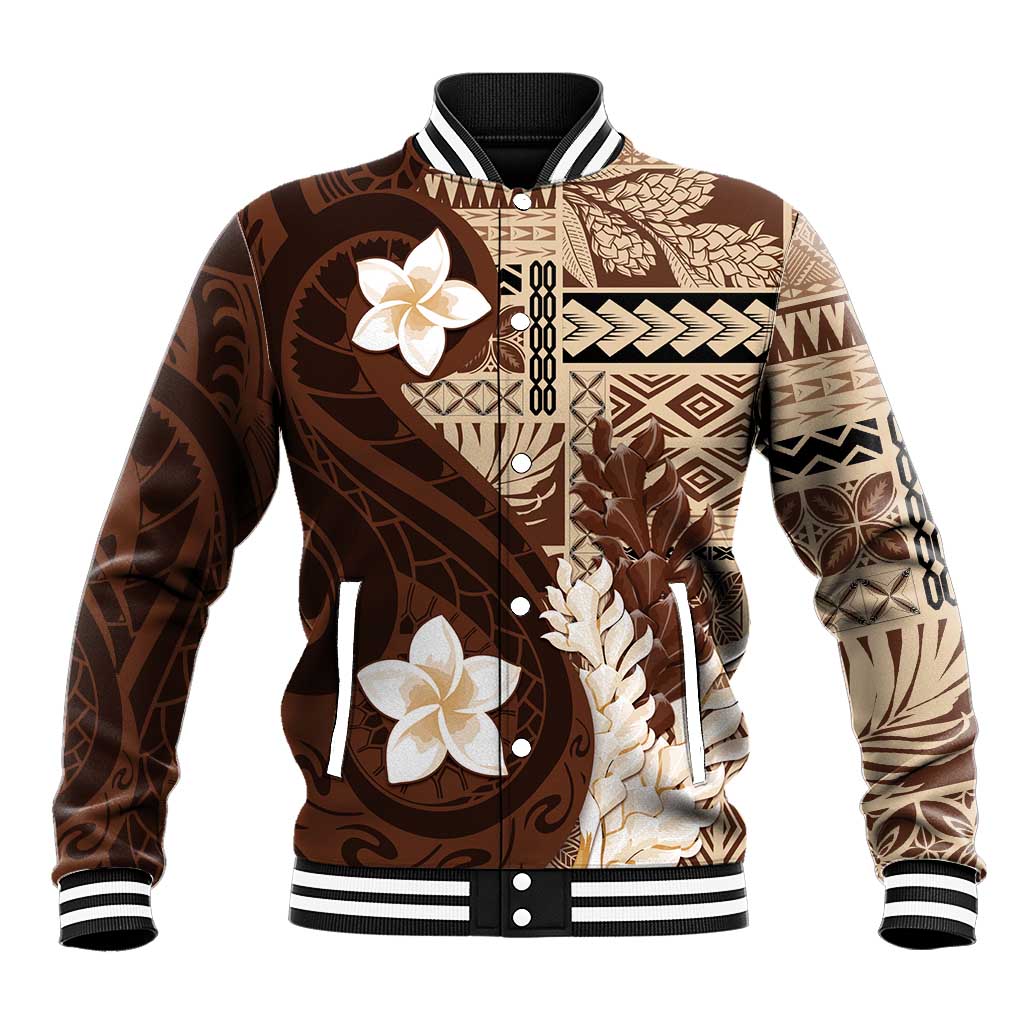 Samoa Teuila 2024 Baseball Jacket Samoan Siapo Pattern Brown Version