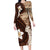 Samoa Teuila 2024 Family Matching Long Sleeve Bodycon Dress and Hawaiian Shirt Samoan Siapo Pattern Brown Version