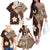 Samoa Teuila 2024 Family Matching Off The Shoulder Long Sleeve Dress and Hawaiian Shirt Samoan Siapo Pattern Brown Version