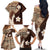 Samoa Teuila 2024 Family Matching Off The Shoulder Long Sleeve Dress and Hawaiian Shirt Samoan Siapo Pattern Brown Version