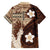 Samoa Teuila 2024 Family Matching Off The Shoulder Long Sleeve Dress and Hawaiian Shirt Samoan Siapo Pattern Brown Version