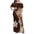 Samoa Teuila 2024 Family Matching Off Shoulder Maxi Dress and Hawaiian Shirt Samoan Siapo Pattern Brown Version