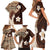 Samoa Teuila 2024 Family Matching Short Sleeve Bodycon Dress and Hawaiian Shirt Samoan Siapo Pattern Brown Version