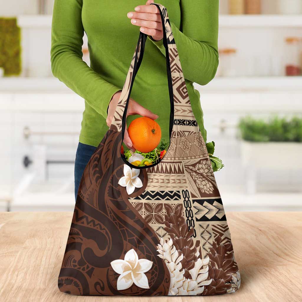 Samoa Teuila 2024 Grocery Bag Samoan Siapo Pattern Brown Version LT05 - Polynesian Pride