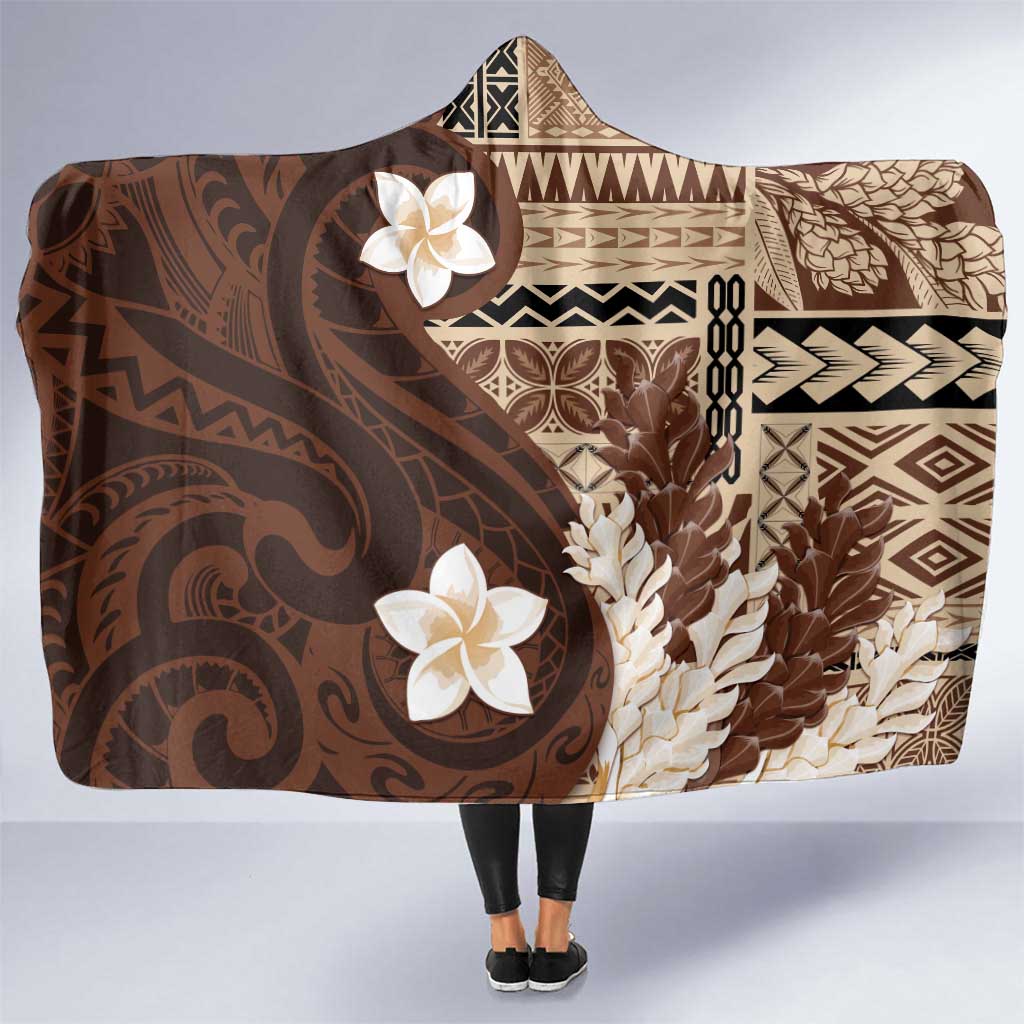Samoa Teuila 2024 Hooded Blanket Samoan Siapo Pattern Brown Version