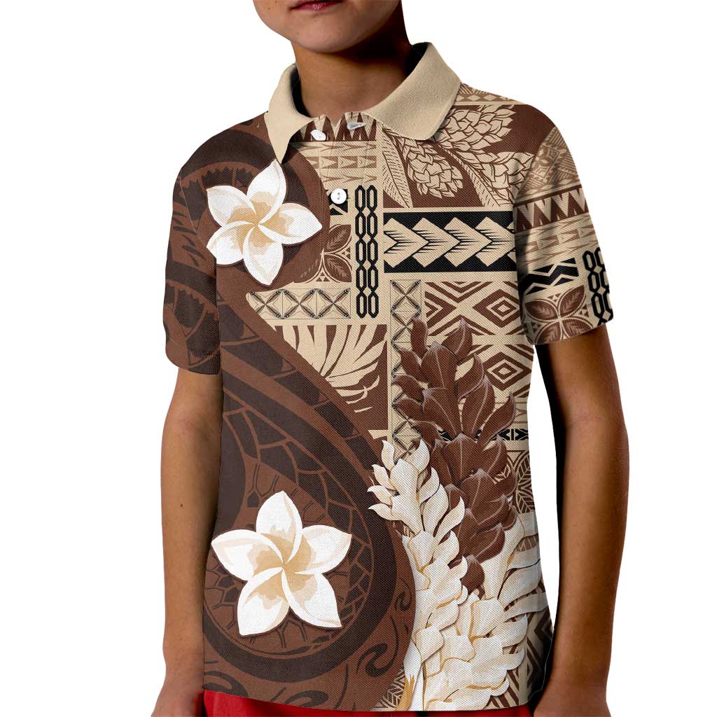 Samoa Teuila 2024 Kid Polo Shirt Samoan Siapo Pattern Brown Version