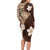Samoa Teuila 2024 Long Sleeve Bodycon Dress Samoan Siapo Pattern Brown Version