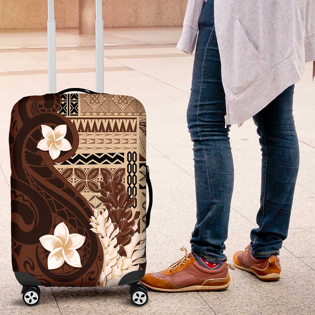 Samoa Teuila 2024 Luggage Cover Samoan Siapo Pattern Brown Version
