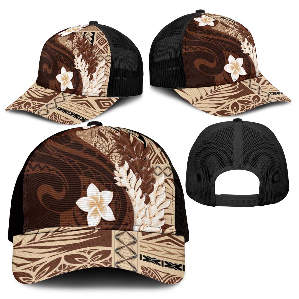 Samoa Teuila 2025 Mesh Trucker Cap Samoan Siapo Pattern Brown Version - Polynesian Pride