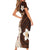 Samoa Teuila 2024 Short Sleeve Bodycon Dress Samoan Siapo Pattern Brown Version