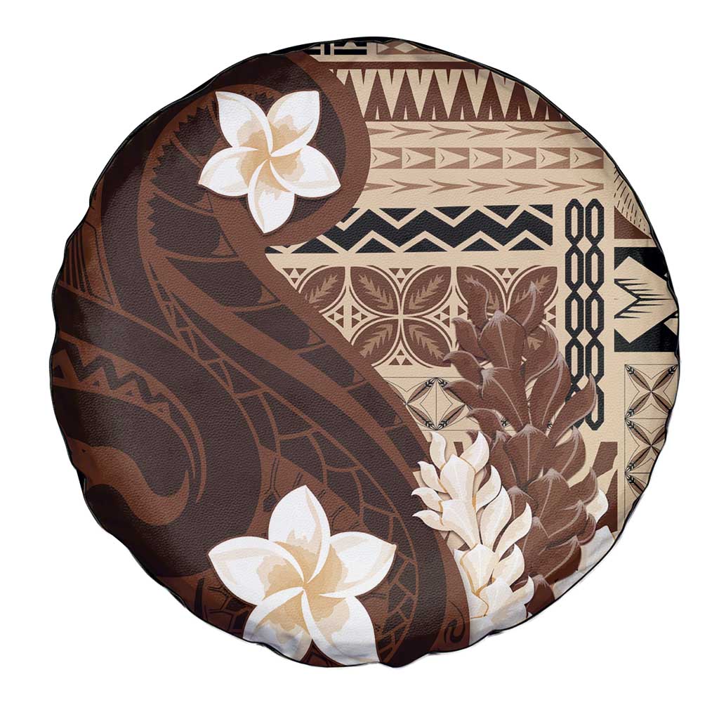 Samoa Teuila 2024 Spare Tire Cover Samoan Siapo Pattern Brown Version