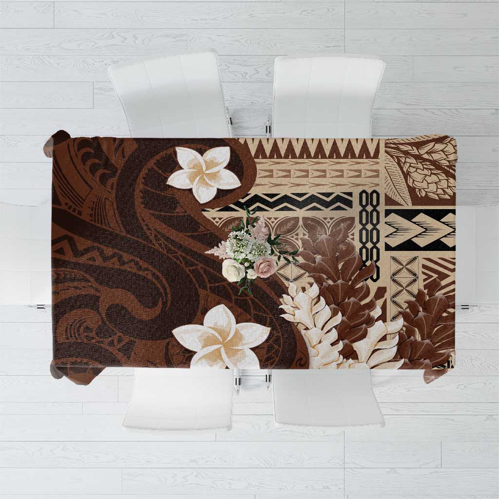 Samoa Teuila 2024 Tablecloth Samoan Siapo Pattern Brown Version