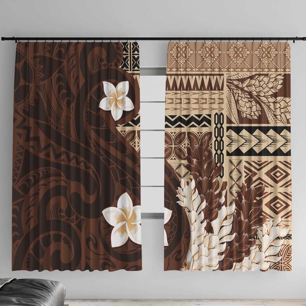 Samoa Teuila 2024 Window Curtain Samoan Siapo Pattern Brown Version