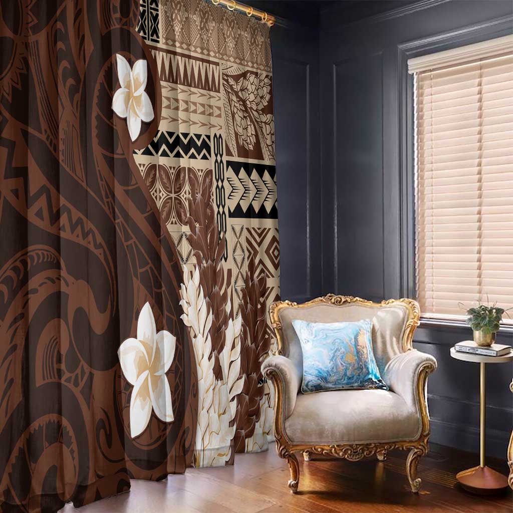 Samoa Teuila 2024 Window Curtain Samoan Siapo Pattern Brown Version