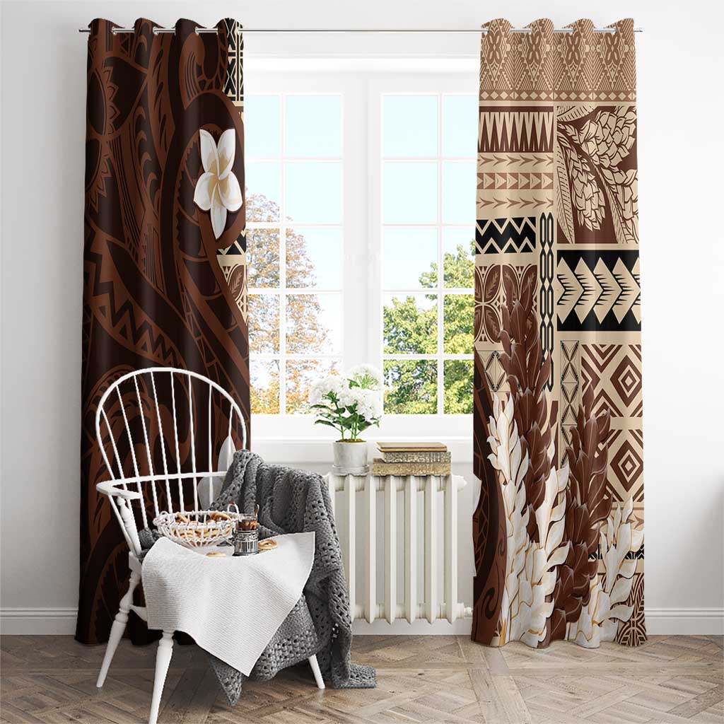 Samoa Teuila 2024 Window Curtain Samoan Siapo Pattern Brown Version