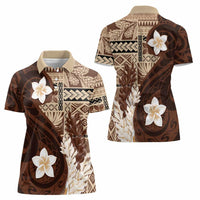 Samoa Teuila 2024 Women Polo Shirt Samoan Siapo Pattern Brown Version
