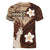 Samoa Teuila 2024 Women V-Neck T-Shirt Samoan Siapo Pattern Brown Version