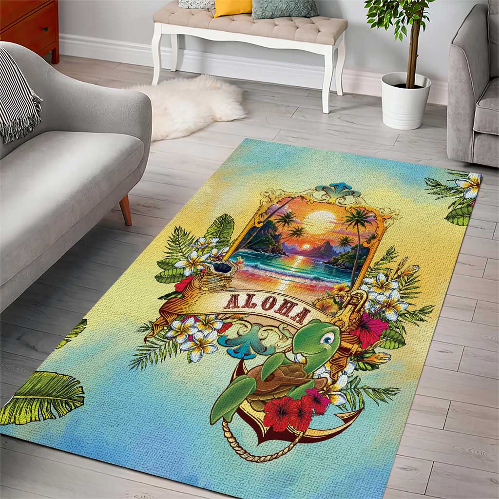 Aloha Hawaii Turtle Area Rug Retro Style - Polynesian Pride