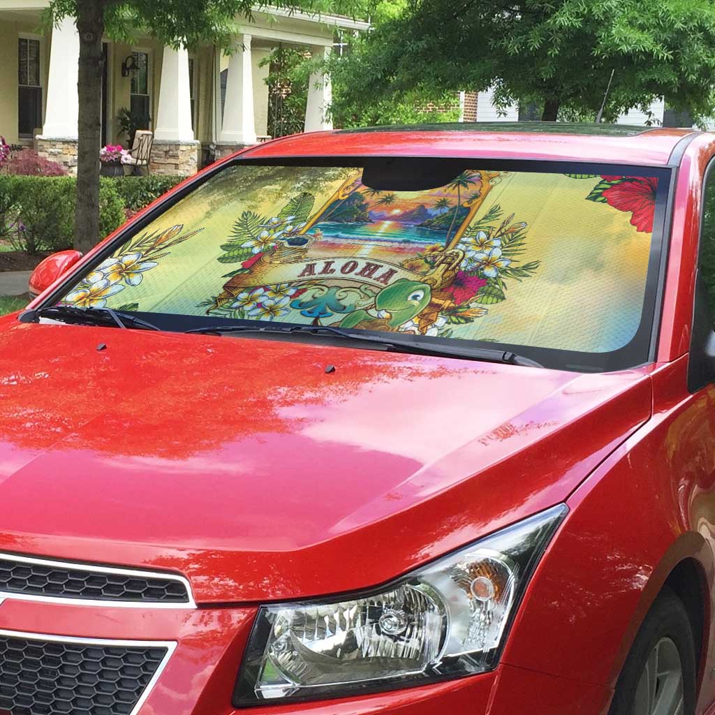 Aloha Hawaii Turtle Auto Sun Shade Retro Style - Polynesian Pride