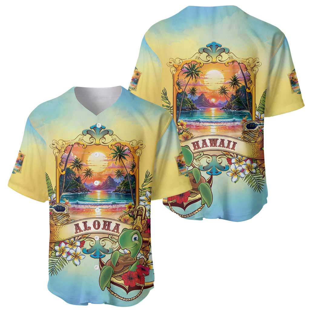 Aloha Hawaii Turtle Baseball Jersey Retro Style - Polynesian Pride